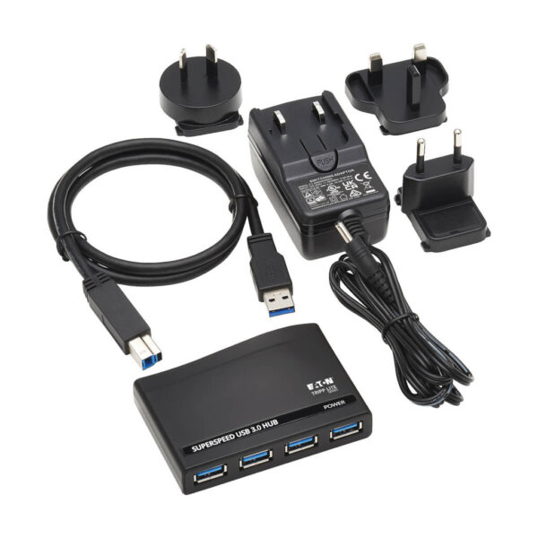 22c6841b501edac7b2e5b888894eafa8 Tripp Lite series 4-Port USB-A Mini Hub - USB 3.x (5Gbps), International Plug Adapters