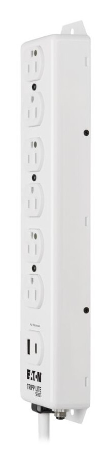 Tripp Lite series Safe-IT UL 1363 Medical-Grade Power Strip, 6 Hospital-Grade Outlets, USB Charging, Safety Covers, Antimicrobial, 15 ft. Cord