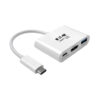 Tripp Lite series USB-C to HDMI Adapter with USB 3.x (5Gbps) Hub Port and PD Charging, HDCP, White