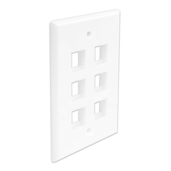 FP06PWH-S Image 6-Port Single Gang, Flush Style, Faceplate White
