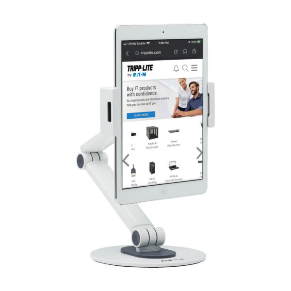 2499e6984e3010ad2b840fb875b6fa31 Tripp Lite series Full-Motion Flexible Long-Arm Desktop Smartphone and Tablet Mount, White