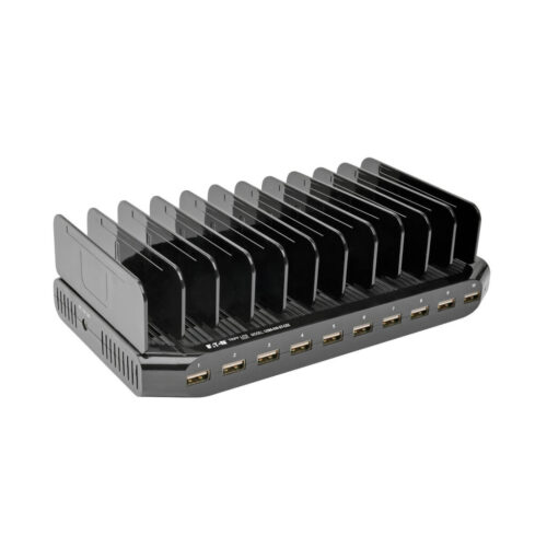 Tripp Lite series 10-Port USB Charging Station with Adjustable Storage, 12V 8A (96W) USB Charger Output, Schuko Power Cord