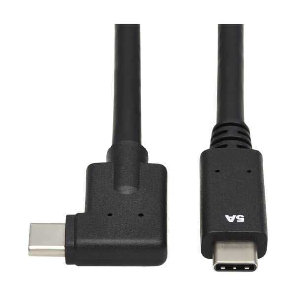 Tripp Lite series USB-C Cable (M/M) - USB 3.2 Gen 2 (10 Gbps), 5A (100W) Rating, Thunderbolt 3 Compatible, Right-Angle Plug, 1 m (3.3 ft.)