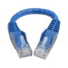 24cad26231a967fd5c564d53d4610a13 Tripp Lite series Cat6 Gigabit Snagless Molded (UTP) Ethernet Cable (RJ45 M/M), PoE, Blue, 6-in. (15.24 cm)
