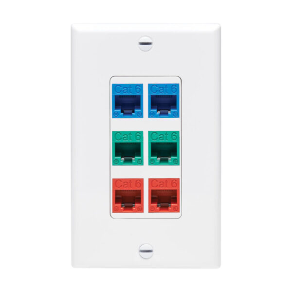 Tripp Lite series Center Plate Insert, Decora Style - Vertical, 6 Ports, TAA