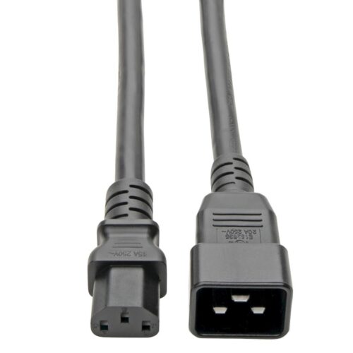 Tripp Lite series C20 to C13 Power Cord for Computer - Heavy-Duty, 15A, 100-250V, 14 AWG, 3 ft. (0.91 m), Black