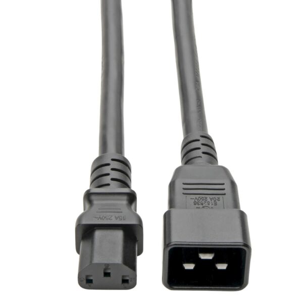 Tripp Lite series C20 to C13 Power Cord for Computer - Heavy-Duty, 15A, 100-250V, 14 AWG, 3 ft. (0.91 m), Black