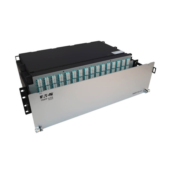 252ae7e391ea9ea93ed39fb4a7597af4 Tripp Lite series Preloaded Fiber Patch Panel, 3U - 64x (12F MTP/MPO-PC to 4x LC Duplex F/F) 8F Trunk Cables, OM4 Multimode, 3 m (9.8 ft.)