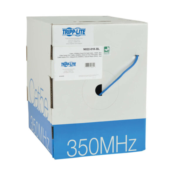 Tripp Lite series Cat5e 350 MHz Solid Core (UTP) PVC Bulk Ethernet Cable - Blue, 1000 ft. (304.8 m), TAA