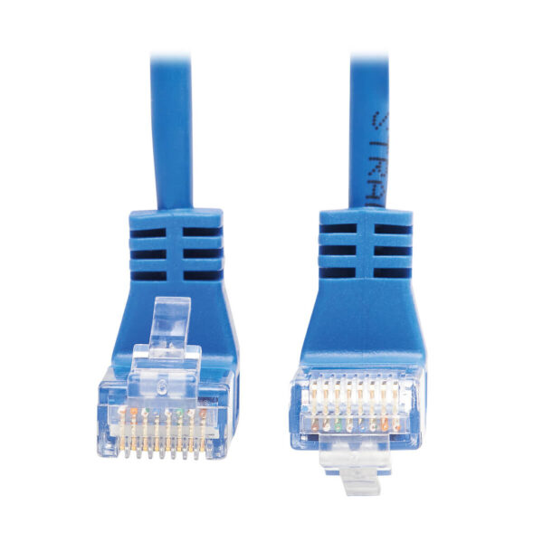 25dba8843ea88b8b2043f9a35bf3227b-4 Tripp Lite series Up/Down-Angle Cat6 Gigabit Molded Slim UTP Ethernet Cable (RJ45 Up-Angle M to RJ45 Down-Angle M), Blue, 2 ft. (0.61 m)