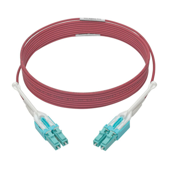 Tripp Lite series 10G Duplex Multimode 50/125 OM4 LSZH Fiber Optic Cable (LC/LC), Push/Pull Tabs, Magenta, 3 m