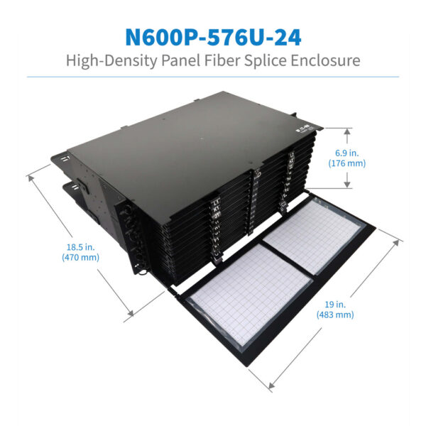 266b6678b0de3f5891b0fcdfce0ffeb1 Tripp Lite series High-Density Panel Fiber Splice Enclosure - 24 Splicing Cassettes, 576 LC/UPC SM 0.9 mm, 1.5 m Pigtail, 4U Rack
