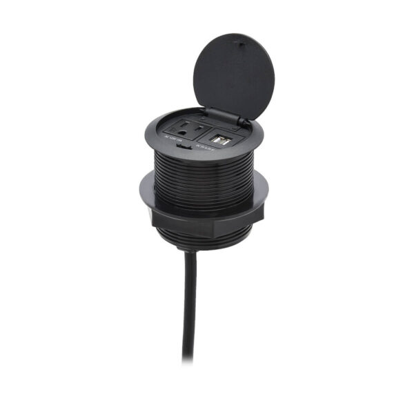 26c9f27fa70186810270f38dfbb63feb Tripp Lite series Protect It! In-Desktop Power Grommet - NEMA 5-15P, 2x USB-A Charging, Surge Protection, 10 ft. Cord, Antimicrobial, Black
