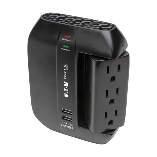 271fad5d1c319a908e98f9b815ceb902 Tripp Lite series Protect It! 6-Outlet Surge Protector with 3 Rotatable Outlets – Direct Plug-In, 1200 Joules, 2 USB Ports