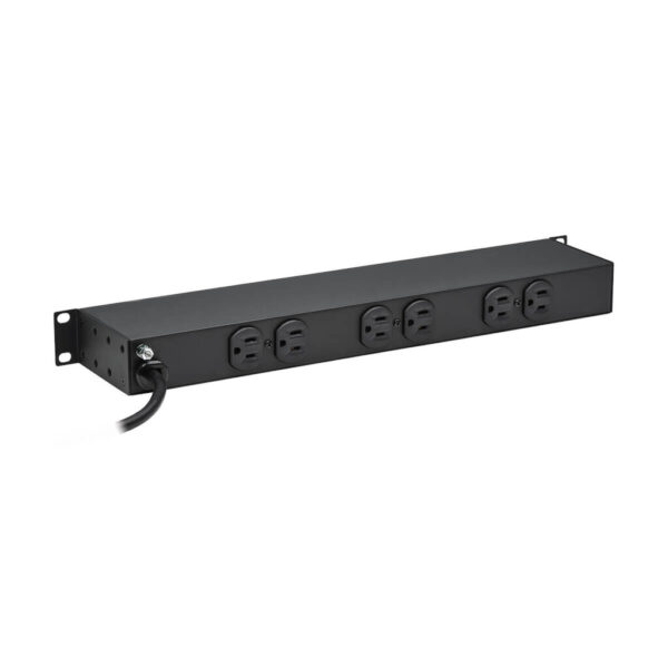 Tripp Lite series 1U Rack-Mount Power Strip, 120V, 15A, 5-15P, 12 Outlets (6 Front-Facing, 6-Rear-Facing), 15 ft. (4.57 m) Cord