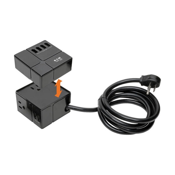 Tripp Lite series Protect It! 3-Outlet Power Cube Surge Protector - 6 USB-A Ports (7.2A Shared), 6 ft. (1.83 m) Cord, 540 Joules, Black