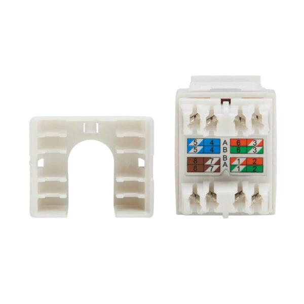 278256fcbee05f5b1ff70c9e9555eac5 Tripp Lite series Cat6a Keystone Jack - 4PPoE Compliant, 110/Krone, 568A/B, RJ45 Ethernet, White, TAA