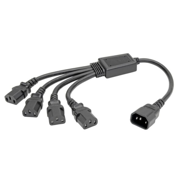 Tripp Lite series Power Cord Splitter, C14 to 4xC13 PDU Style - 10A, 250V, 18 AWG, 18-in. (45.72 cm), Black