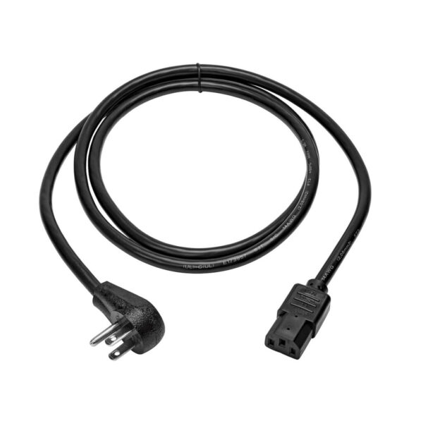 Tripp Lite series Computer Power Cord, Right-Angle NEMA 5-15P to C13 - Heavy-Duty, 15A, 125V, 14 AWG, 6 ft. (1.83 m), Black