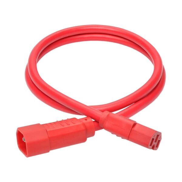 Tripp Lite series Power Cord C14 to C15 - Heavy-Duty, 15A, 250V, 14 AWG, 3 ft. (0.91 m), Red
