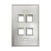 Tripp Lite series Safe-IT 4-Port Single-Gang Keystone Wall Plate, Antibacterial, Ivory Matte, TAA