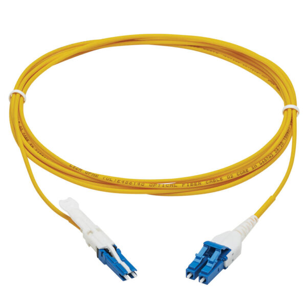 Tripp Lite series 400G Duplex Singlemode 9/125 OS2 Fiber Optic Cable (CS-UPC/LC-UPC), Round LSZH Jacket, Yellow, 5 m