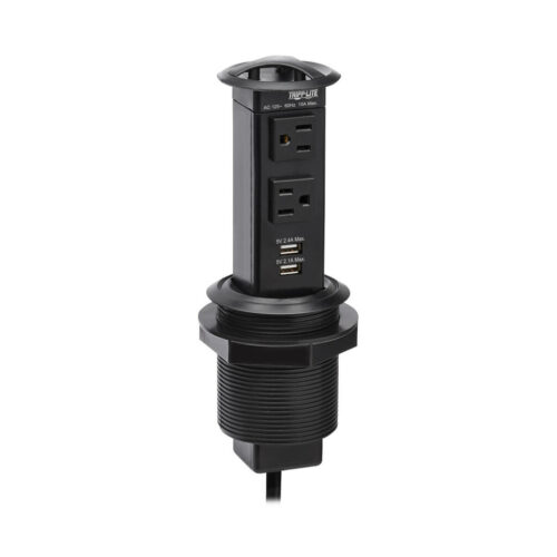 Tripp Lite series Power It! 2-Outlet Pop-Up Power and Charging Dock - 2x USB-A, 6 ft. Cord, Antimicrobial Protection, Black