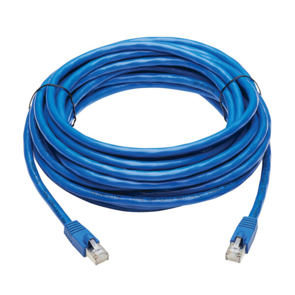 Tripp Lite series Cat6a 10G Snagless F/UTP Ethernet Cable (RJ45 M/M), PoE, CMR-LP, Blue, 30 ft. (9.14 m), TAA