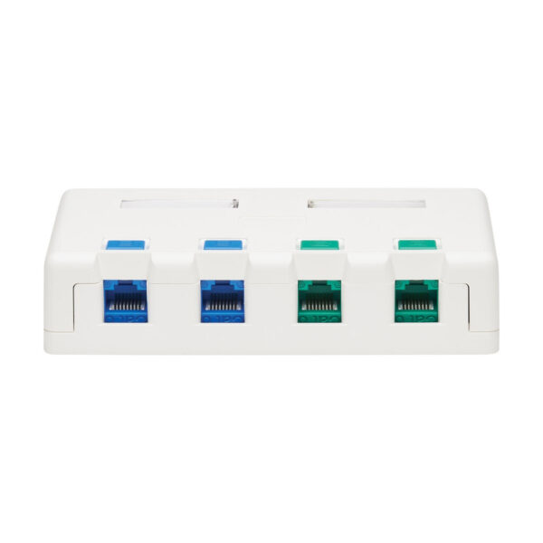 2a65063bbe7aa7d33f28d83182458092 Tripp Lite series Surface-Mount Box for Keystone Jacks - 4 Ports, White, TAA