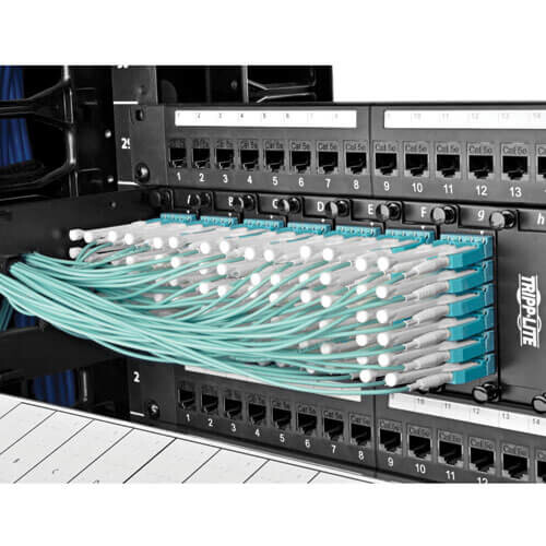 Tripp Lite series 10Gb/40Gb/100Gb Duplex Multimode 50/125 OM3 LSZH Fiber Patch Cable with Push/Pull Tab Connectors (LC/LC), Aqua, 3M (9.8 ft.)