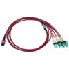 Tripp Lite series 40/100G Multimode 50/125 OM4 Fiber Optic Cable (12F MTP/MPO-PC to 4x Duplex LC/PC F/M), LSZH, Magenta, 2 m (6.6 ft.)