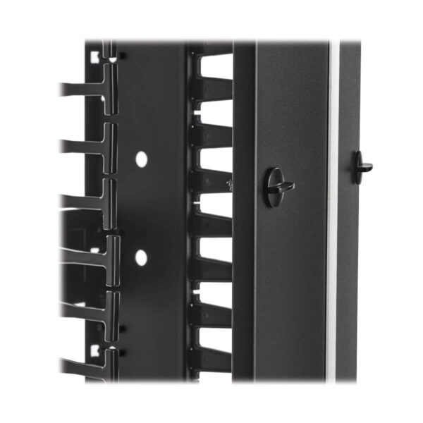 2b4e8c7fa38a49ae2744ef2f20be81f9-1 Tripp Lite series High-Capacity Vertical Cable Manager - Deep Double Finger Duct with Cover, Double Sided, 12 in. Wide, Black, 7 ft. (2.2 m)