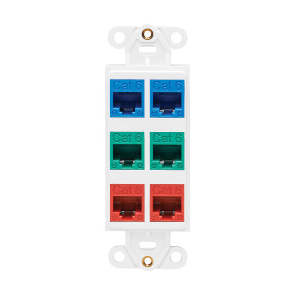 Tripp Lite series Center Plate Insert, Decora Style - Vertical, 6 Ports, TAA