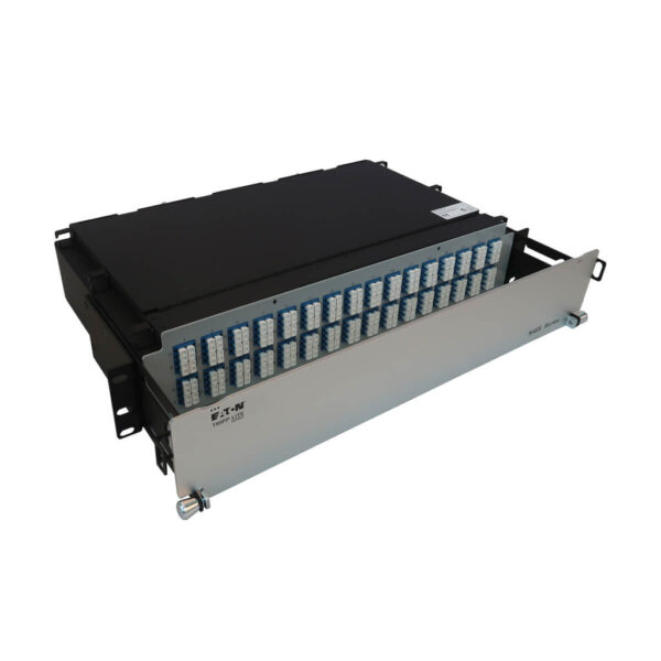2bc699582aff740a89b83fa433818761 Tripp Lite series Preloaded Fiber Patch Panel, 2U - 32x (12F MTP/MPO-APC to 4x LC Duplex F/F) 8F Trunk Cables, OS2 Singlemode, 3 m (9.8 ft.)