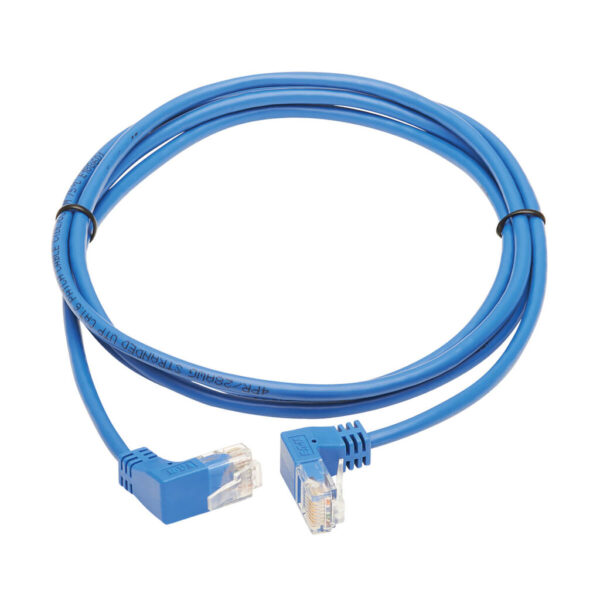 Tripp Lite series Up/Down-Angle Cat6 Gigabit Molded Slim UTP Ethernet Cable (RJ45 Up-Angle M to RJ45 Down-Angle M), Blue, 5 ft. (1.52 m)