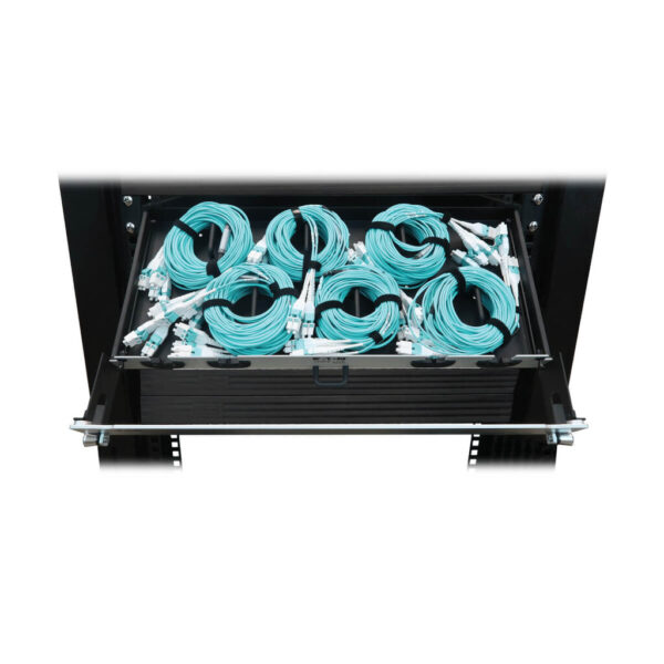 Tripp Lite series Preloaded Fiber Panel, 1U - 6x (4x LC/LC Duplex M/M) 8F Trunk Cables, OM4 Multimode, 10 m (32.8 ft.)
