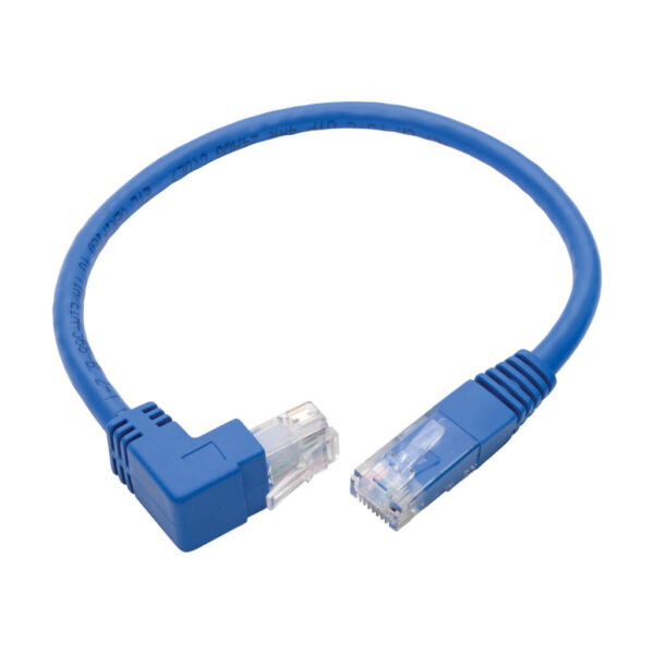 2d5182c0d91d4825178aa9dcdd1bc74b Tripp Lite series Up-Angle Cat6 Gigabit Molded UTP Ethernet Cable (RJ45 Right-Angle Up M to RJ45 M), Blue, 1 ft. (0.31 m)