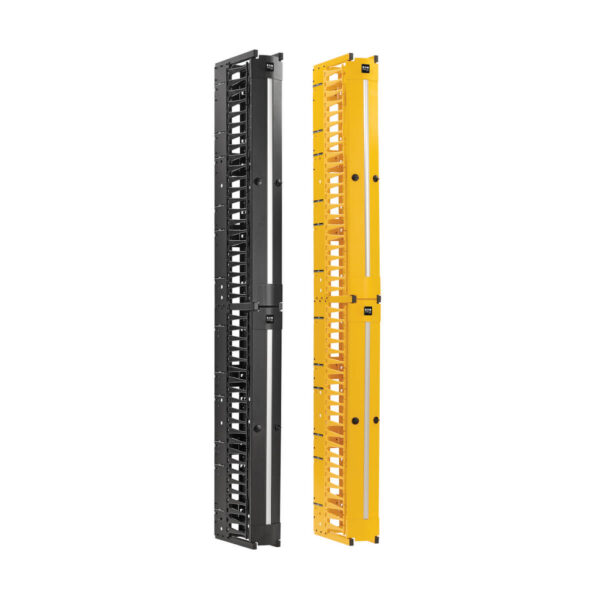 2d61cb2baae0efac4e77230d32f5a993 Tripp Lite series High-Capacity Vertical Cable Manager - Deep Double Finger Duct with Cover, Double Sided, 6 in. Wide, Yellow/Black, 7 ft. (2.2 m)