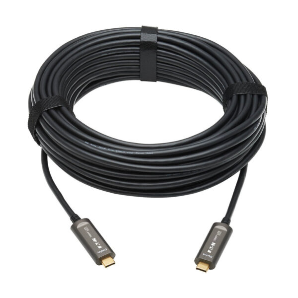 2def78092d29e0ae3deee12a8c2bfd78-1 Tripp Lite series USB-C to USB-C Plenum-Rated Fiber Active Optical Cable (AOC) - 4K 60 Hz, HDR, 4:4:4, M/M, Black, 15 m (49 ft.), Video-Only