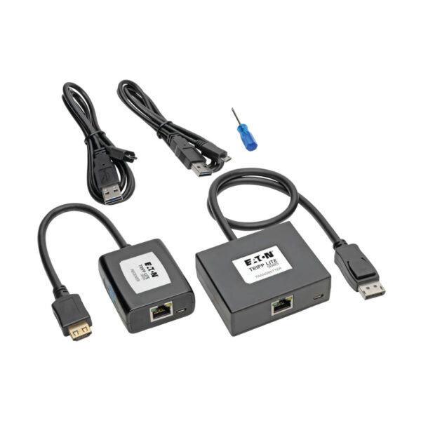 Tripp Lite series DisplayPort to HDMI over Cat5/6 Active Extender Kit, Pigtail Transmitter/Receiver for Video/Audio, 150 ft. (45 m), TAA