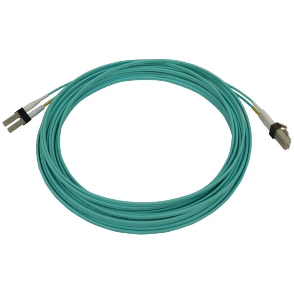 Tripp Lite series 400G Multimode 50/125 OM3 Switchable Fiber Optic Cable (Duplex LC-PC M/M), LSZH, Aqua, 8 m (26.2 ft.)