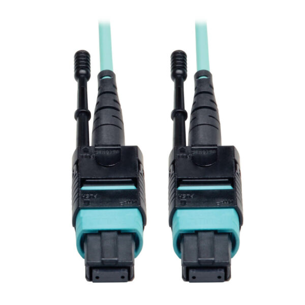 2fb4fc6c6b534028cf4bed74e8242fcf Tripp Lite series MTP/MPO Patch Cable with Push/Pull Tabs, 12 Fiber, 40GbE, 40GBASE-SR4, OM3 Plenum-Rated - Aqua, 10M (33 ft.)