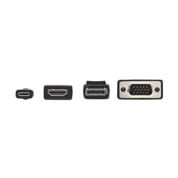 303891aa3d55d51fa8e2309c74bab59f Tripp Lite series 4-Port Presentation Adapter, 4K 60 Hz (4:4:4) HDMI, DP, USB-C and 1080p VGA to HDMI, Built-In Cables, TAA