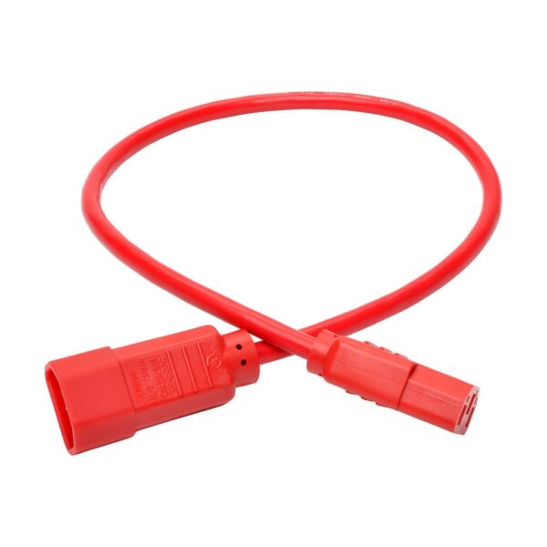 Tripp Lite series PDU Power Cord, C13 to C14 - 10A, 250V, 18 AWG, 2 ft. (0.61 m), Red