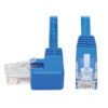 30964ae6de74ee71f34278318193eec7-1 Tripp Lite series Left-Angle Cat6 Gigabit Molded UTP Ethernet Cable (RJ45 Left-Angle M to RJ45 M), Blue, 20 ft. (6.09 m)
