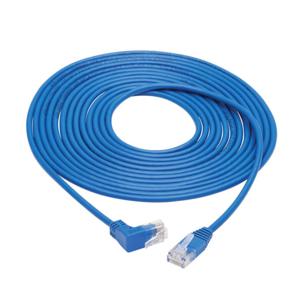 Tripp Lite series Up-Angle Cat6 Gigabit Molded Slim UTP Ethernet Cable (RJ45 Right-Angle Up M to RJ45 M), Blue, 15 ft. (4.57 m)