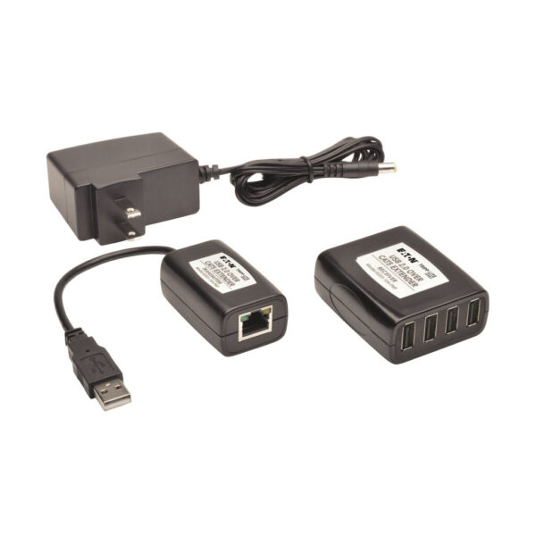 Tripp Lite series 4-Port Plug-and-Play USB 2.0 over Cat5/Cat6 Extender Kit, Transmitter & Receiver, USB up to 164.04 ft. (50M), TAA