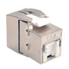 Tripp Lite series Toolless Shielded Cat6a Keystone Jack, PoE/PoE+ Compliant, Shuttered - Silver, TAA