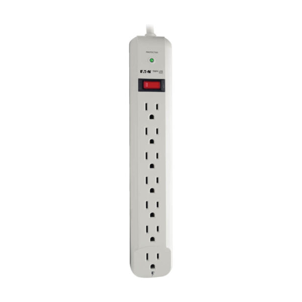 Tripp Lite series Protect It! 7-Outlet Surge Protector, 6 ft. Cord, 1080 Joules, Diagnostic LED, Light Gray Housing