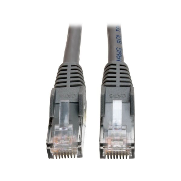 Tripp Lite series Cat6 Gigabit Snagless Molded Plenum-Rated (UTP) Ethernet Cable, (RJ45 M/M), PoE, Gray, 100 ft. (30.5 m)